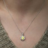 ​925 Ayar Gümüş Buğday Sarısı Baget Taşlı Kadın Gümüş Kolye thumbnail 2