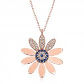 925 Ayar Gümüş Rose Nazarlı Papatya Kadın Gümüş Kolye thumbnail 1