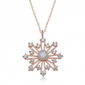 925 Ayar Gümüş Rose İncili Kar Tanesi Kadın Gümüş Kolye thumbnail 1