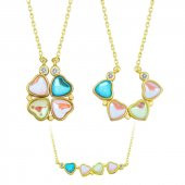 925 Ayar Gümüş Renkli Açılabilen Yonca Kadın Gümüş Kolye thumbnail 4