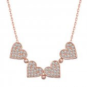 925 Ayar Gümüş Rose Kalpli Açılabilen Yonca Kadın Kolye thumbnail 2