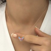 925 Ayar Gümüş Rose Minimal Kelebek Kadın Gümüş Kolye thumbnail 5