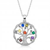 925 Ayar Gümüş Renkli Taşlı Hayat Ağacı Kadın Gümüş Kolye thumbnail 2