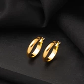 2.5 cm. Çaplı 22 Ayar Klasik Altın Halka Küpe - 4