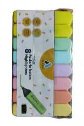 Pastel Fosforlu Kalem 8 Li 1 Paket İşaretleme Kalemi 8 Renk Pastel Fosforlu Renkler Turkuaz Turuncu Sarı Lila Pembe Yeşil - 4