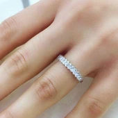 Gümüş Sıralı Baget Taşlı Bayan Yüzük  SL4382 thumbnail 7