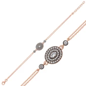 Gümüş Rose Oval Elmas Montür Kadın Bileklik SL5615 thumbnail 1