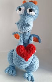Kalpli Mavi Ejderha Amigurumi Organik Oyuncak - 1