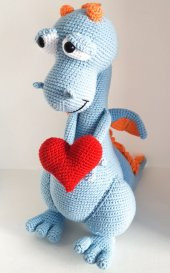 Kalpli Mavi Ejderha Amigurumi Organik Oyuncak - 2