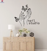 Tırnak Dekorasyon Duvar Sticker Güzellik Salonu Tırnak Stüdyosu Manikür Pedikür Çıkartmaları - 1