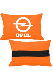 Öziron Opel Senator Oto Koltuk Boyun Yastığı 2 Adet Opel Amblem Logolu Turuncu Ortopedik Yastık - 1