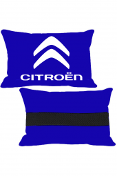 Öziron Citroen C5 AirCross Oto Koltuk Boyun Yastığı 2 Adet Amblem Logolu Lacivert Ortopedik Yastık - 1