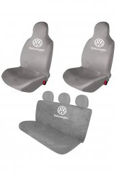 Öziron VW Golf Oto Koltuk Kılıfı Koruyucu Logo Baskılı Penye Servis Kılıfı Gri - 1