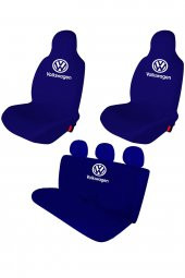 Öziron Volkswagen Bora Oto Koltuk Kılıfı Koruyucu Logo Baskılı Penye Servis Kılıfı Lacivert - 1