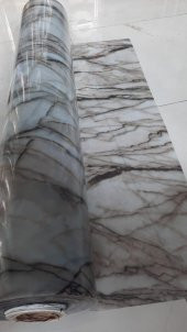Mermer Desenli Şeffaf Masa Örtüsü 80 CM X 200 CM - 2