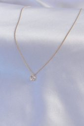 Gold Renk Zirkon Taşlı Kalp Figür Kadın Kolye thumbnail 2