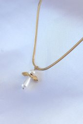 316L Çelik Gold Renk İtalyan Zincir Model Piyon Figür Kadın Kolye thumbnail 1