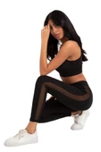 Yanı Tüllü Mesh Panel Spor Kadın Tayt 5034 - 7