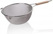 Ahşap Saplı Paslanmaz Çelik Süzgeç, Büyük Boy Metal Süzgeç 24*10 Cm - Estetik ve Dayanıklı - 3