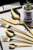 Jasper Dilay 36 Parça 6 Kişilik Titanyum Gold Çatal Kaşık Bıçak Takımı 3MM - 1