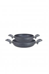 Hazarpazar Granit 22/24 Cm Takım Yumurta Tavası Set Yanmaz Yapışmaz Çizilmez Çift Kulp Omlet - 1