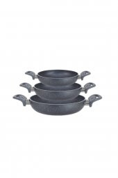 Hazarpazar Hazarpazar Granit 18/20/22 Cm Yumurta Tavası  Set Yanmaz Yapışmaz Çizilmez Çift Kulp Omlet - 1