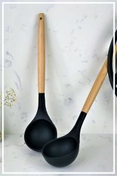 Bambu Saplı Silikon Kepçe - Siyah - 2