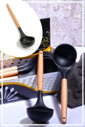Bambu Saplı Silikon Kepçe - Siyah - 3