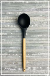 Bambu Saplı Silikon Kepçe - Siyah - 1