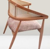 Sandalye 90158 Tam Kolçak Hasır Klasik Model Ahşp Kayın Gövde Nature Meşe El yapı thumbnail 1