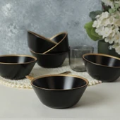 Keramika Mat Siyah Gold File Hitit Çorba Kasesi 14 Cm 6 Adet 956 - 1
