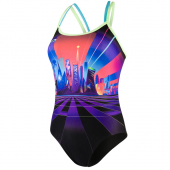 SPEEDO KADIN ANTRENMAN MAYOSU NEON FAN PLMT DOUB XBCK AF BLK/GRN 8-10626D279 YZM UK BEDEN thumbnail 5