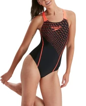 SPEEDO KADIN YÜZÜCÜ MAYOSU MEDLEY LOGO MDLT AF BLK/RED 8-13474B441 YZM UK BEDEN - 1