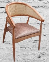 Sandalye 90159 İnci Hasır Klasik Model Ort Oturum Kayın Ayak Soho kumaş El yapım - 5