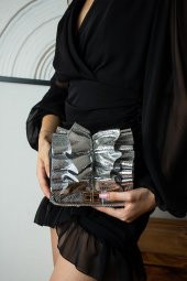 Afra Gümüş Metalik İthal Çanta - 2
