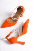 Kalice Turuncu Taşlı Stiletto Abiye Topuklu Ayakkabı - 1