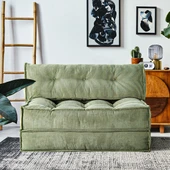 Mocca Fitilli Kadife Çift Kişilik Katlanır Yatak Katlanır Koltuk  Krem Çift - 7