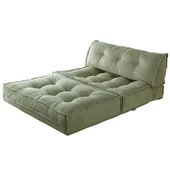 Mocca Fitilli Kadife Çift Kişilik Katlanır Yatak Katlanır Koltuk Krem Çift - 12