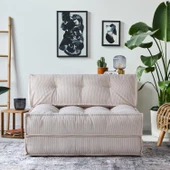 Mocca Fitilli Kadife Çift Kişilik Katlanır Yatak Katlanır Koltuk Krem Çift - 1