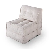 Mocca Fitilli Kadife Tek Kişilik Katlanır Yatak Katlanır Koltuk  Krem Tek thumbnail 2