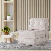 Mocca Fitilli Kadife Tek Kişilik Katlanır Yatak Katlanır Koltuk  Krem Tek thumbnail 1