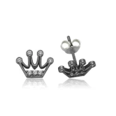 Lucky Life 925 Ayar Gumuss Kraliçe Tacı Çivili Küpe - 1