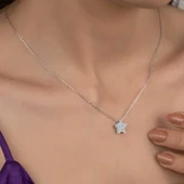 Swarovski Taşlı Lucky Life 925 Ayar Gumuss  Yıldız Bayan Kolye - 2