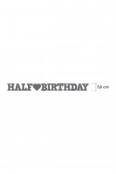 Mor Half Birthday Yazılı Banner, Yarım Yaş Partisi, Doğum Günü Süsü, Simli Eva Banner - 2