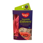 Viora Lateks Temizlik Bulaşık Eldiveni - Büyük Boy - Large - 9-9,5 - Pembe - 5 Paket - 2