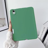 Apple iPad Air 11inç M2/M3 Air 4/5.Nesil 10.9 Kılıf Esnek Silikon Kalem Bölmeli Arka Rubber Kapak thumbnail 1