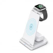 Polham 15W 3in1 Kablosuz Şarj Standı, Telefon, Saat ve Kulaklık Şarj İstasyonu, Ultra Hızlı - 5