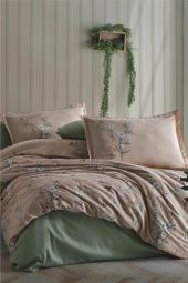 Clasy Saten Çift Kişilik Nevresim Takımı Barleta V1 Bej - 1