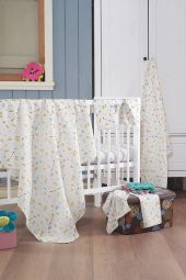 Müslin Bebek Battaniye + Ağız Bezi (4 Lü) 120*120, Sarı, Jeyan - 1
