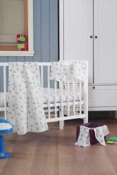 Müslin Bebek Battaniye + Ağız Bezi (4 Lü) 120*120, Mavı, Pamıra - 2